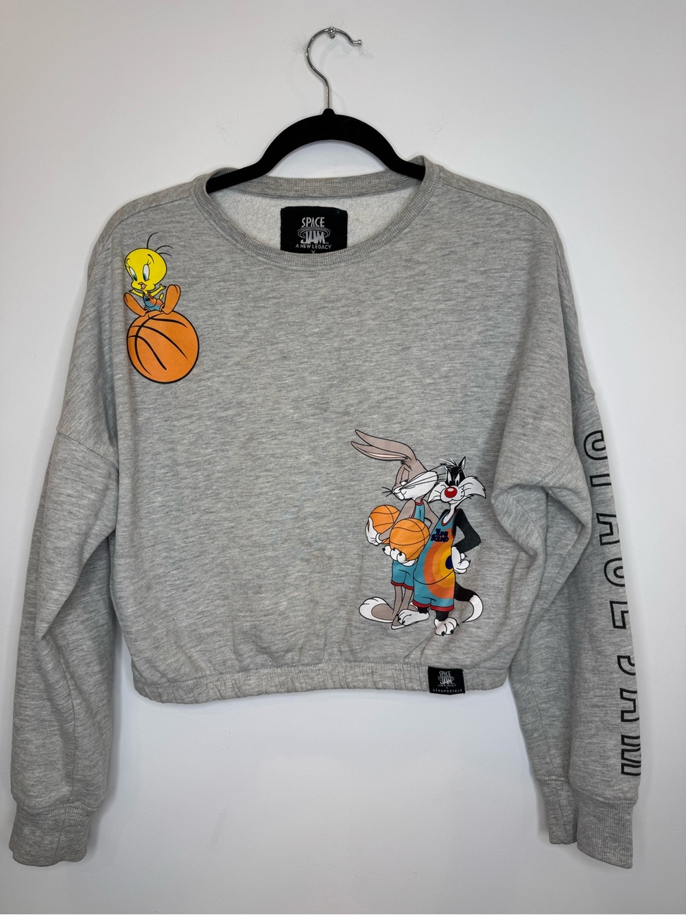 Aeropostale X Space Jam Looney Tunes Basketball Graphic Crop Sweatshirt sz small